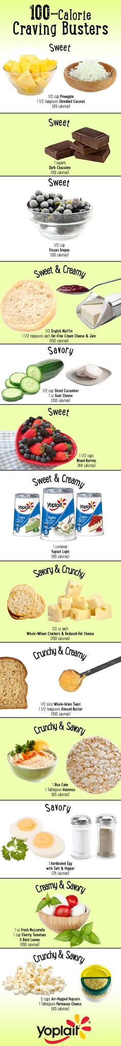 Satisfy Any Craving for Less than 100 Calories | via @SparkPeople #food #diet #treat Craving Recipes, 150 Calorie Snacks, 500 Calorie, 100 Calorie Snacks, 100 Calorie, Low Calorie Snacks, Diet Vegetarian, 100 Calories, Food Diet