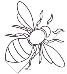 a drawing of a bee with measurements