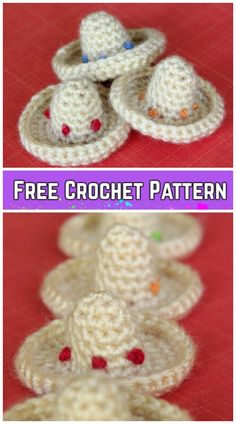 crochet patterns for hats and slippers with text overlay that says free crochet pattern