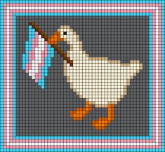 a cross stitch pattern with a duck and umbrella