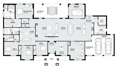 the floor plan for an apartment with two car garages and three bedroom, one living room