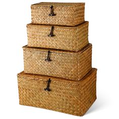 three woven baskets stacked on top of each other