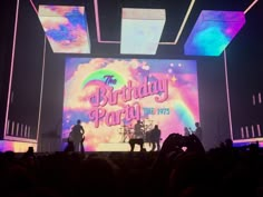 the birthday party appearing on stage at an event