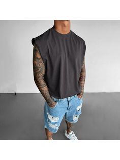 Men Youth T-Shirts, Unisex Casual Sleeveless Vest Casual Relaxed Fit Sleeveless Vest, Casual Summer Vest With Dropped Armholes, Casual Sleeveless Vest With Relaxed Fit, Sleeveless Tops For Summer Streetwear, Casual Streetwear Vest With Dropped Armholes, Casual Crew Neck Vest For Streetwear, Summer Streetwear Short Sleeve Muscle Tee, Summer Muscle Tee With Dropped Armholes For Streetwear, Casual Summer Muscle Tee With Dropped Armholes