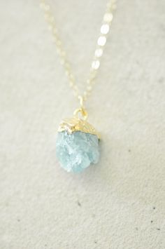 Aquamarine Necklace, Aquamarine Stone, Natural Aquamarine, Stone Pendant, Granada, Pale Blue, Stone Necklace