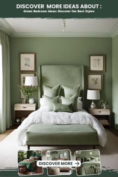 Green Bedroom Ideas: Discover the Best Styles Green Bedroom Inspirations, Cozy Green Bedroom, Seafoam Green Bedroom, Blue Green Bedrooms, Bedroom Designs For Couples, Green Bedrooms, Green Bedroom Design