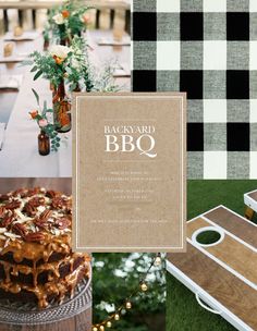 an outdoor bbq party with food and decorations