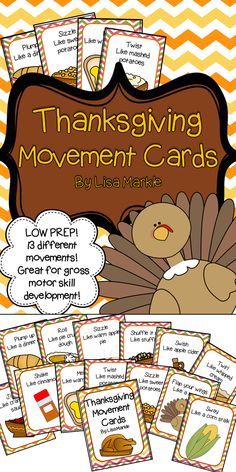 thanksgiving movement cards for the classroom