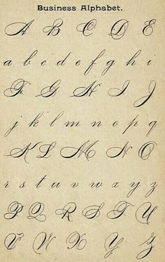 an old fashioned handwritten alphabet with cursive letters and numbers on the bottom