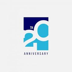 the 20th anniversary logo is shown in blue and white