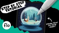 an image of a snow globe with the words how to draw it in your ipad