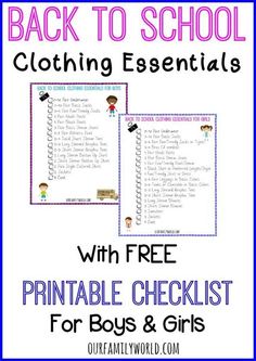 back to school clothing essentials with free printable checklist for boys and girls