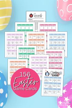 easter games and activities for kids to play on the table with balloons in the background