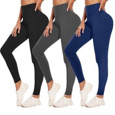 Nwt 3 Pack Leggings For Women Tummy Control - Buttery Soft Yoga Pants High Waist No See-Through Running Gym Workout Leggings Blue Gray Black Size Small Medium. Workout Legging, Soft Yoga, Free Workout, Free Workouts, Womens Workout Outfits, Best Leggings, Leggings For Women, Yoga Leggings, High Waisted Leggings