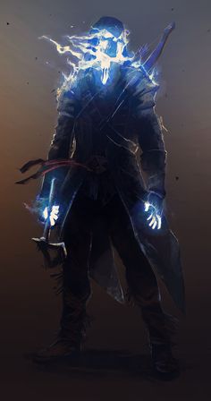 a character in the video game darkside with glowing lights on his face and hands