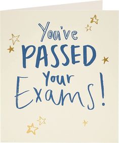 a card that says you've passed your exam on it with stars in the background