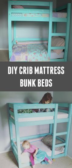 two bunk beds with the words diy crib mattress bunk beds