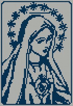 an image of the virgin mary in blue and white, with stars around her head