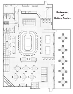 the floor plan for a restaurant with tables and chairs