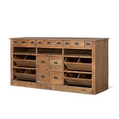 a large wooden cabinet with many drawers