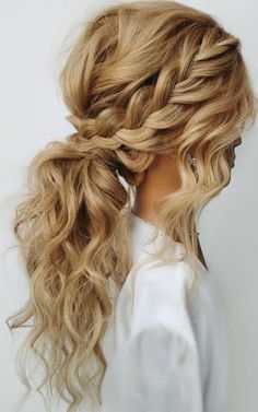 braided ponytail hairstyle, glam bridal hairstyle , glam ponytail, wedding hairstyle #weddinghairstyle Up Ponytail, Prom Hair Up, Boho Hairstyle, Simple Prom Hair