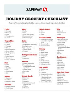 the holiday grocery checklist is shown in red