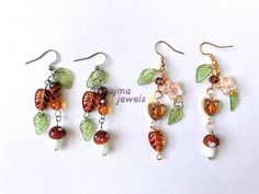 ** CANADA POST IS ON STRIKE -- this means that orders to CANADIAN customers will not be delivered until the strike is over. If you need your package now, please select the CHIT CHATS upgrade for $7 (total $10 shipping fee). International and American orders may experience 1-3 day delays or no delays at all. ** ** all earrings can be made CLIP-ON ** message me for details autumn fall jewelry earrings drop! find the rest of this collection including matching bracelets, necklace, and phone charm on Beaded Earrings Aesthetic, Whimsical Fits, Fairycore Earrings, Vendor Ideas, Earring Inspo, Autumn Jewelry, Earrings Ideas, Earrings Aesthetic, Fall Earrings