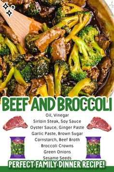 the flyer for beef and broccoli dinner