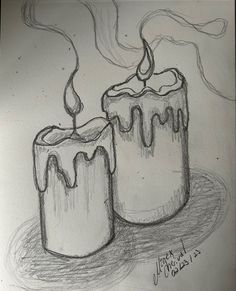 Drawing Of Candles, Candles Drawing Art, Sketch Ideas Aesthetic Vintage Easy, Cute Easy Drawings Sketches Simple, Melting Candle Drawing, Candle Art Drawing, Simple Easy Drawings, Candles Drawing, Candle Sketch