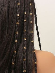 Egyptian Hairstyles, Pirate Hair, Hair Braid Beads, Hair Braid Rings, Hair Rings, Hair Strand, Hair Beads, Gold Hair, Aesthetic Hair