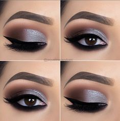 Makeup Silver, Nye Makeup, Silver Makeup, Prom Eye Makeup, Types Of Makeup, Hooded Eye Makeup