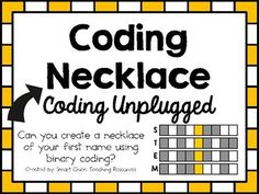 a yellow and black sign that says, coding necklaces