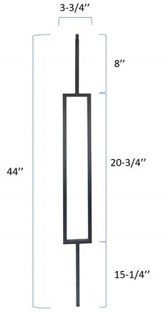 an image of a door handle with measurements for the length and width on each side