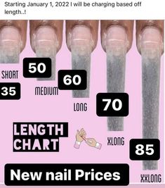 What Acrylic Nails, Mail Lengths Chart, What Do You Need To Start A Nail Business, Nail Shop Layout Plan, Nail Prices By Length, How Much To Charge For Nails, Short Press On Nail Ideas, Nail Tech Beginner Checklist, Nail Tech Business Names Ideas Instagram