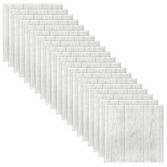 a set of six white wooden planks on a white background, each with different sizes and colors