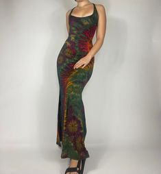 Features a lace up back and super soft and stretchy material. Colorings and patterns vary slightly in each dress! One size but fits s-m due to stretch! Model is 5'2 for reference. Nebula Dress, Formal Dresses Long Lace, Rave Dress, Dye Patterns, Dress Fairy, Green Tie Dye, Hippie Dress, Earthy Outfits, Tie Dye Maxi Dresses