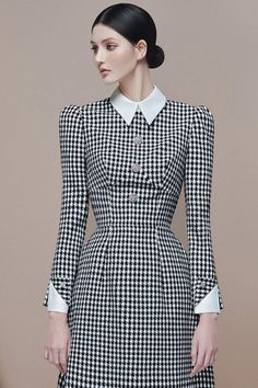 Women's Gianni A-line Shirt Collar Jacquard Midi Dress XS/S/M/L Caro MEAN BLVD Folded Sleeves, Corporate Women, Mean Blvd, Jacquard Shirt, Womens Wedding Dresses, Mass Production, Style Mistakes, Elegant Outfit, Shirt Collar