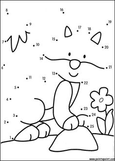 an animal dot to dot game for kids with numbers and flowers on the ground, as well