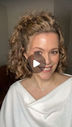 Half Up Half Down Wedding Hair For Curly Hair, Medium Length Curly Hair Ponytail, Short Curly Hairstyles Half Up, Updos For Permed Hair, Formal Styles For Curly Hair, Curly Evening Hairstyles, How To Style Curly Hair With A Claw Clip, Me And My Curls