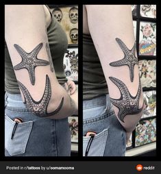 a woman with a starfish tattoo on her arm