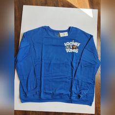 Looney Tunes Sweater Size 3x New With Tags! Length 29 Inch, Width 28.5 Inch, Arm24 Inch Looney Tunes, Warner Bros, Sweater Sizes, Color Blue, Men Sweater, Man Shop, Tags, Blue, Clothes