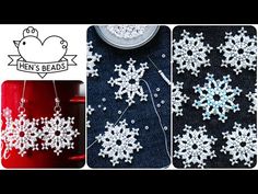 snowflakes are being made with beads and thread