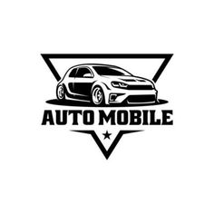 an automobile logo with the words, auto mobile on it's front and side