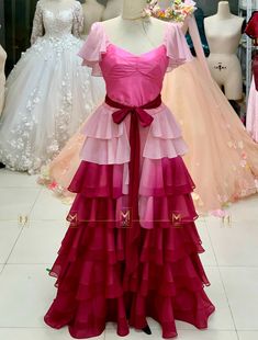 Pink Dresses For Cosplay Events, Pink Fitted Gown For Costume Party, Fitted Pink Gown For Costume Party, Cosplay Event Dresses With Ruffles, Pink Fitted Dress For Cosplay Events, Pink Fitted Dress For Themed Events, Pink Floor-length Dress For Costume Party, Fitted Ruffle Dresses For Cosplay Events, Multicolor Ruffled Dress For Costume