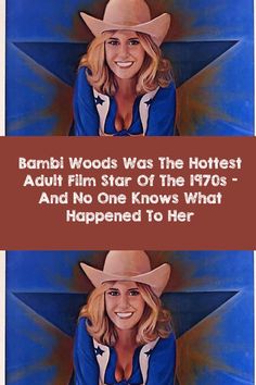 two pictures of the same woman in cowboy hats, one with her name on it