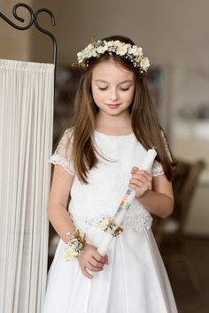 "Dear customers, this year, Magaela Accessories and talented photographer Sylvia Duhačková have prepared a collection of accessories designed for young ladies' first holy communion. And again, the collection is limited - only a few pieces will be available from each product, so do not hesitate :) Big thanks to Lucka Legath of LegaCandles for the wonderful candles she gave us and also to the Gabrielles' Style salon and Jozefínka, who took care of the beautiful dresses. The pictures were taken in Candle Decoration, Style Salon, Girls Headband, Floral Hair Combs, Boho Style Wedding, Hair Wreaths, Floral Accessories Hair, Floral Candle, Christening Outfit