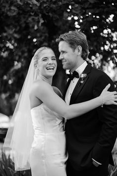 black and white photo of bride and groom