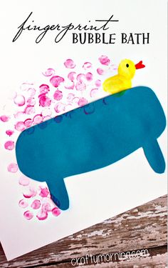 a handmade card with a rubber ducky floating in the bathtub on it