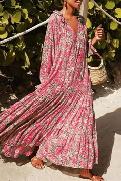 Mode Boho, Estilo Boho Chic, Dresses By Length, Sleeve Maxi Dress, Maxi Dresses Casual, Long Sleeve Maxi, Estilo Boho, Long Sleeve Maxi Dress, Long Maxi Dress