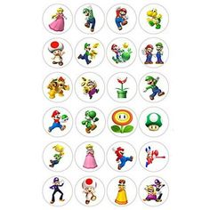 the super mario bros stickers are all different sizes and shapes, but each one has an individual character on it